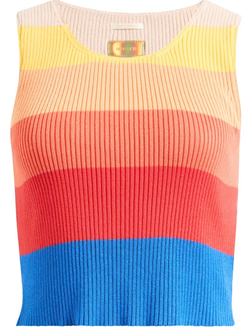 MOTHER Striped Ribbed Tank in Yellow, Coral & Blue